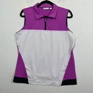 Lady Hagen Purple White Sleeveless Golf Active Athleisure Pickleball Top Size L